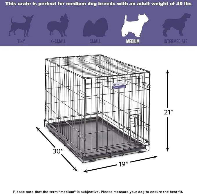 MidWest Homes for Pets Newly Enhanced Single & Double Door iCrate Dog Crate, Includes Leak-Proof Pan, Floor Protecting Fee...