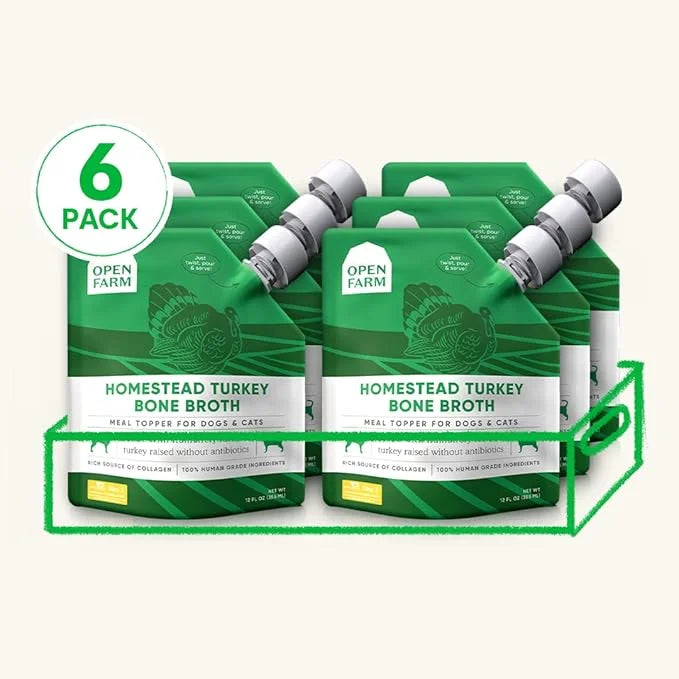 Open Farm Bone Broth, Food Topper for Both Dogs and Cats with Responsibly Sourced Meat and Superfoods Without Artificial F...