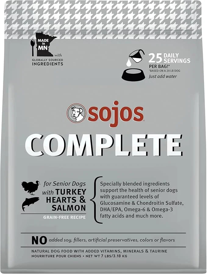 SOJOS Complete Turkey & Salmon Recipe Dehydrated Senior Dog Food, 7 lb, Gray - Product Image