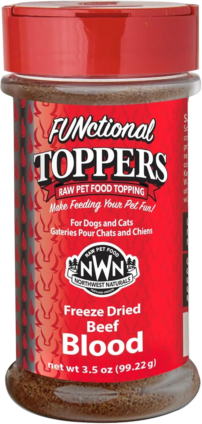 Northwest Naturals Freeze-Dried Beef Blood Functional Topper - for Dogs & Cats - Healthy, 1 Ingredient, Human Grade Pet Fo...