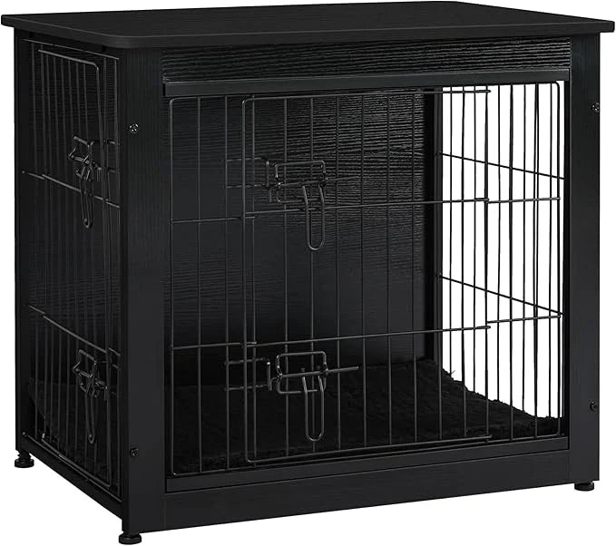 DWANTON Dog Crate Furniture with Cushion, Wooden Kennel Table with Double Doors, Indoor Dog House, Small/Medium/Large Size...