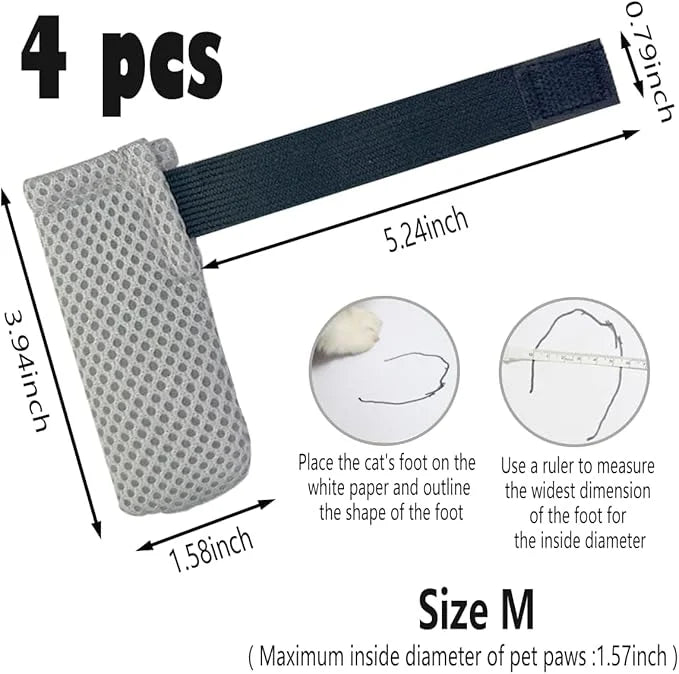 4 PCS Cat Mittens to Prevent Scratching,Mesh Breathable Cat Shoes,Adjustable Cats Anti Scratch Gloves,Suitable for Cats Wh...