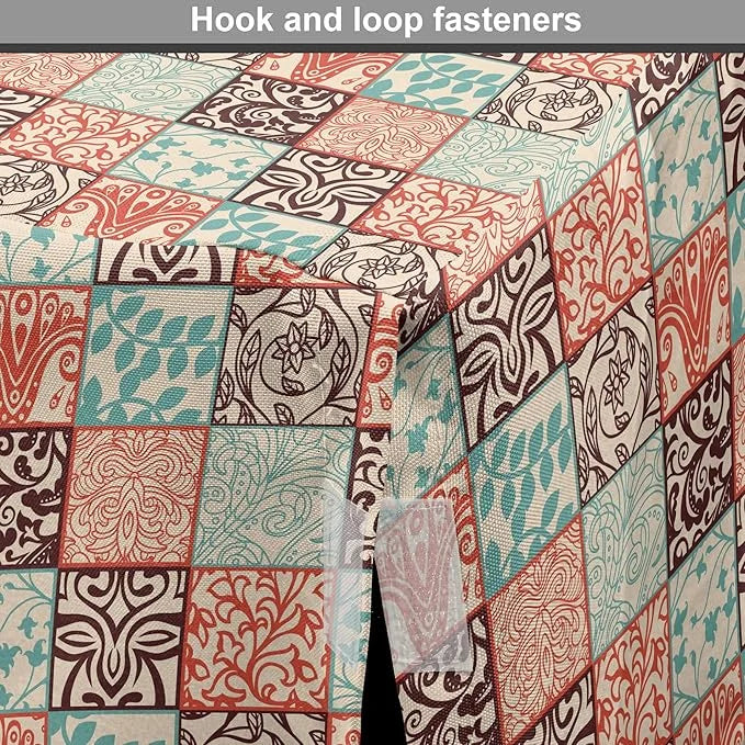 Lunarable Geometric Dog Crate Cover, Western Style Floral Motifs with Vintage Look in Checks, Easy to Use Pet Kennel Cover...
