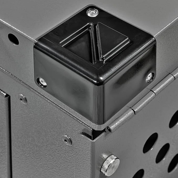Heavy Duty Fully Collapsible Powder-Coated Aluminum Dog Crate - Small (Gray) - Product Image