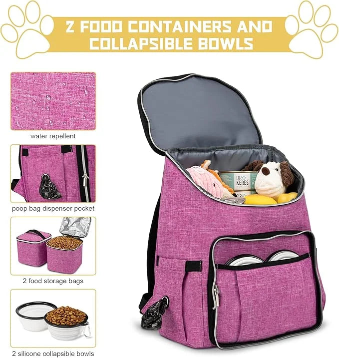 BAGLHER Travel Dog Backpack - Detachable Travel Dog Food Container for Pet Supplies Dog Gear Backpack,Dog Bag for Travelin...