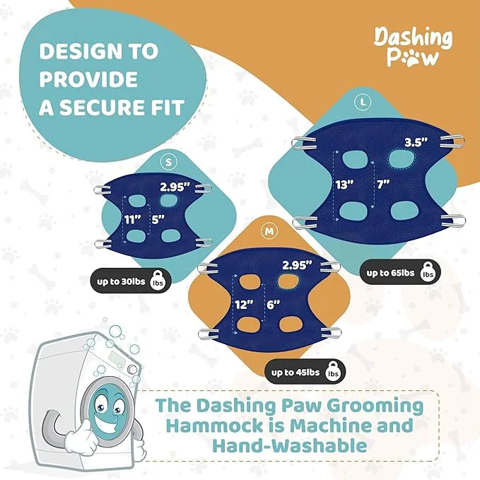 Dog Grooming Hammock – Sturdy & Safe Dog Hammock for Grooming with Durable Carabiner Clips & Straps – Soft, Comforting Dog...