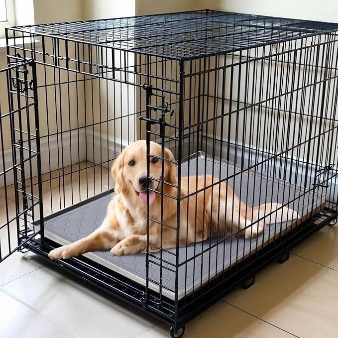 Metal Dog Crate Tray 41.7" x 27.5" Stainless Steel Metal Replacement Tray for Dog Crate, Heavy Duty Chew Proof and Crack P...