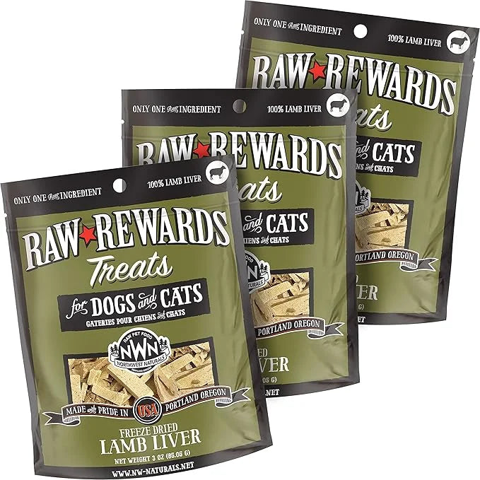 Northwest Naturals Raw Rewards Freeze-Dried Lamb Liver Treats for Dogs and Cats - Bite-Sized Pieces - Healthy, 1 Ingredien...