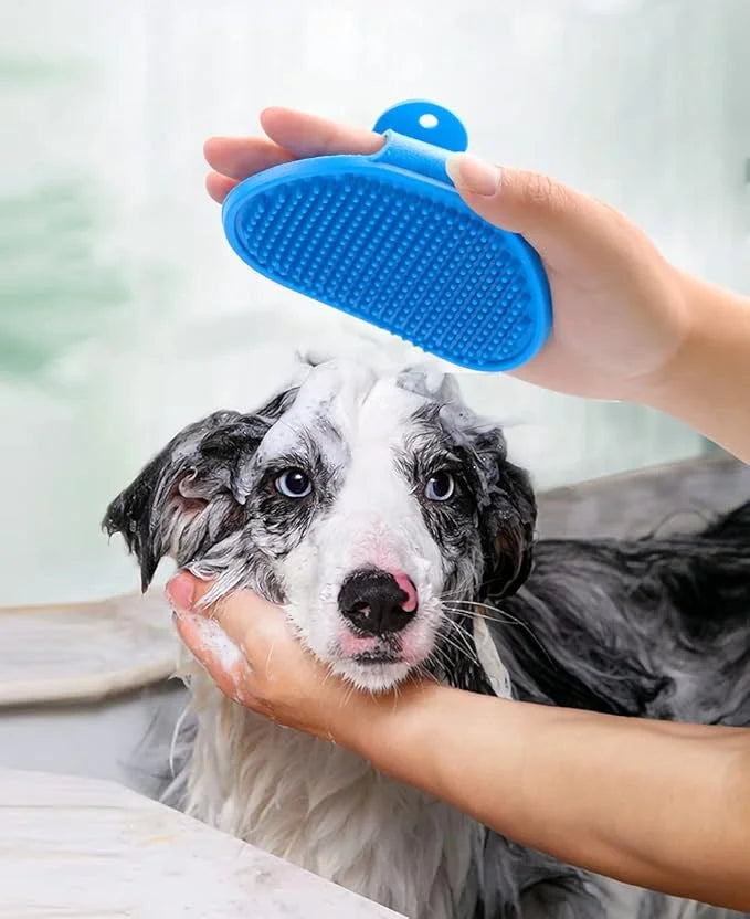 2 Pack Dog Grooming Brush - Dog Cat Bath Soothing Massage Rubber Brush - Pet Bath Brush with Adjustable Ring Handle Suitab...