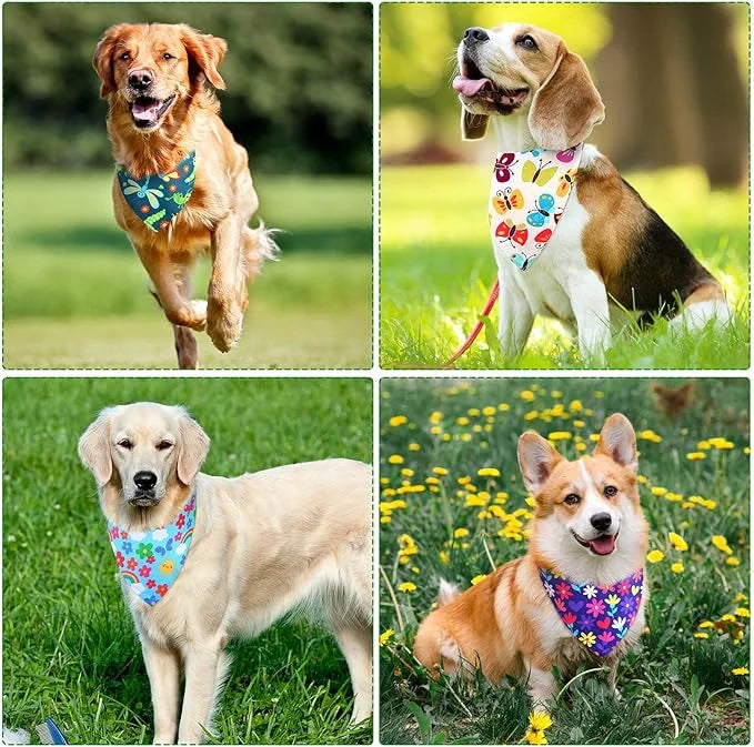 Sadnyy 40 Pcs Summer Spring Dog Bandanas Bulk Flower Hawaiian Triangle Reversible Bandanas for Large Dog Adjustable Pet Ke...