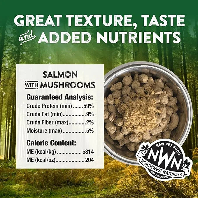 Northwest Naturals Freeze-Dried Salmon, Shiitake & Maitake Mushrooms Functional Topper - for Dogs & Cats - Healthy, Limite...