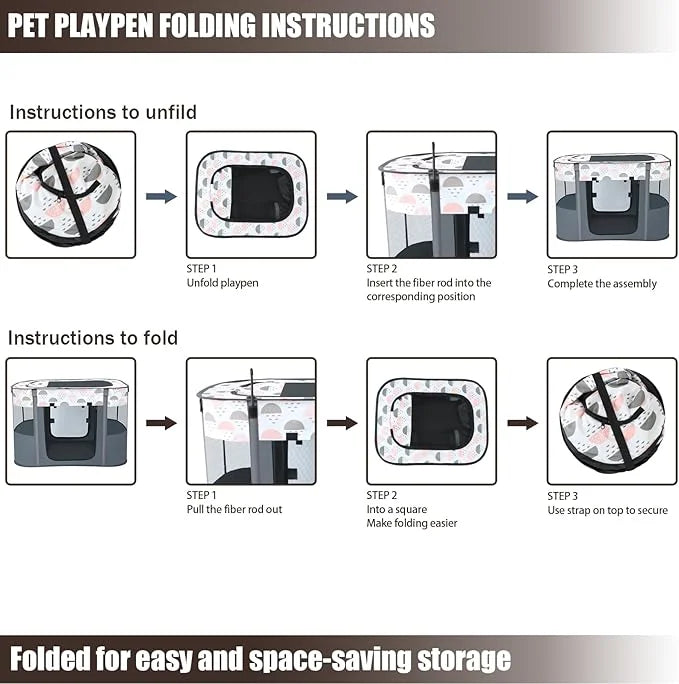 Portable Foldable Pet Playpen with Carrying Case and Travel Pet Bowl, Water Resistant Dog Cat Playpen Crate with Removable...