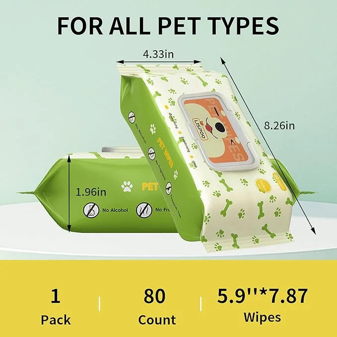 PET Wipes for Dogs & Cats, Cleaning and Hydrating, Unscented, for Paws, Body and Butt - Hypoallergenic & Vet Recommended, ...
