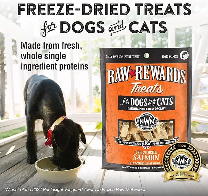 Northwest Naturals Raw Rewards Freeze-Dried Salmon Treats for Dogs and Cats - Bite-Sized Pieces - Healthy, 1 Ingredient, H...