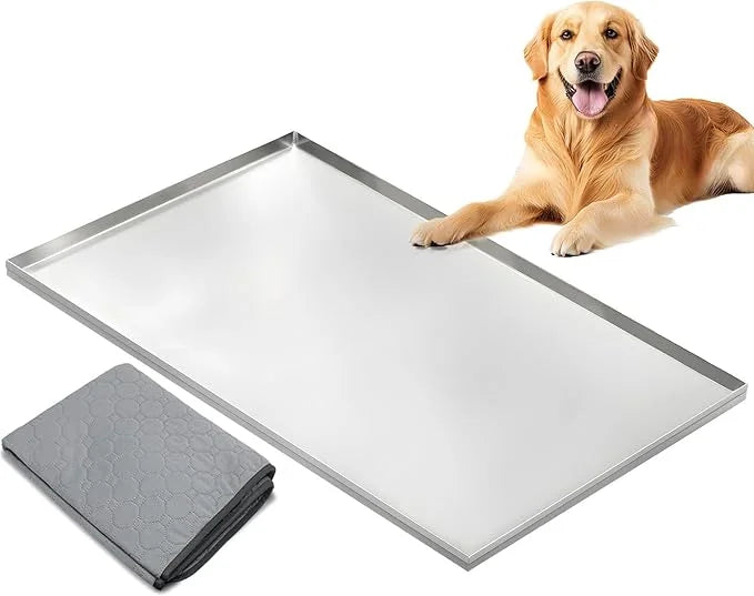 Metal Dog Crate Tray 41.7" x 27.5" Stainless Steel Metal Replacement Tray for Dog Crate, Heavy Duty Chew Proof and Crack P...