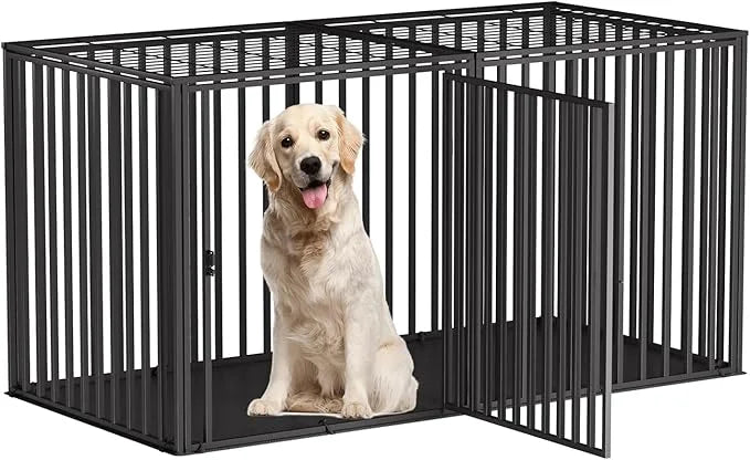 63" L x 35" H Super Large Steel Tube Dog Crate with Mat Base, Heavy Anti-Bite, Dog Crates for Large Dogs, Big Dog Cage, Do...