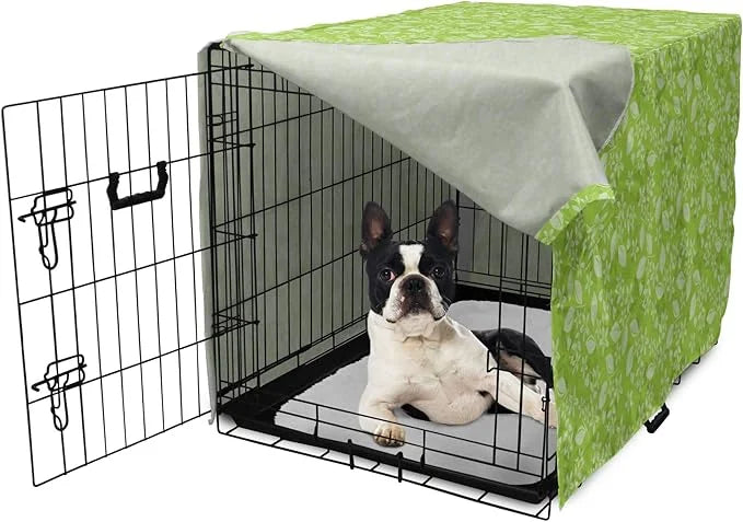 Lunarable Green Dog Crate Cover, Flourishing Spring Flowers Fresh Summer Meadow Themed Graphic Flora Print, Easy to Use Pe...