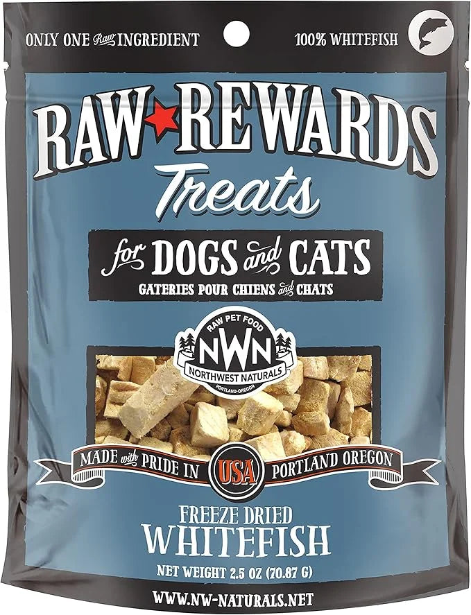 Northwest Naturals Raw Rewards Freeze-Dried Whitefish Treats for Dogs and Cats - Bite-Sized Pieces - Healthy, 1 Ingredient...
