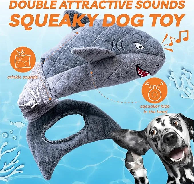 Dog Toys for Small Dogs, Squeaky Tough Dog Toys for Aggressive Chewers, Plush Dog Chew Toys for Teething, Interactive Shar...
