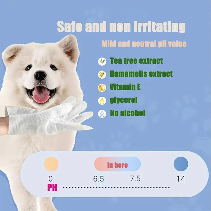 Pet Grooming Glove Wipes Combination,Pet Bathing Wipes for Dogs & Cats, Cleaning & Deodorizing Grooming Gloves, Nourish Fu...
