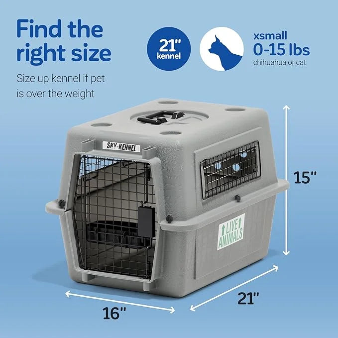 Petmate Sky Kennel - For Air and Travel, Airline Approved Dog Crate for Pets up to 15 lbs, Heavy Duty Dog Kennel, Made in ...