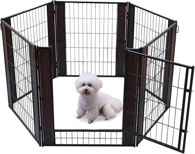Heavy Duty Dog Playpen 32 Inch Height - Indoor Outdoor Pet Fence Enclosure for Medium and Small Dogs - Foldable Puppy Exer...