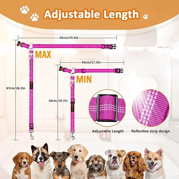 Removable Dog Seat Belts Harness for Car, 3 in 1 Pet Dog Car Seatbelt Leash, laqibak Restraint Secures to Headrest and Ref...