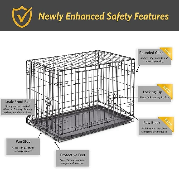 New World Newly Enhanced Double Door New World Dog Crate, Includes Leak-Proof Pan, Floor Protecting Feet, & New Patented F...