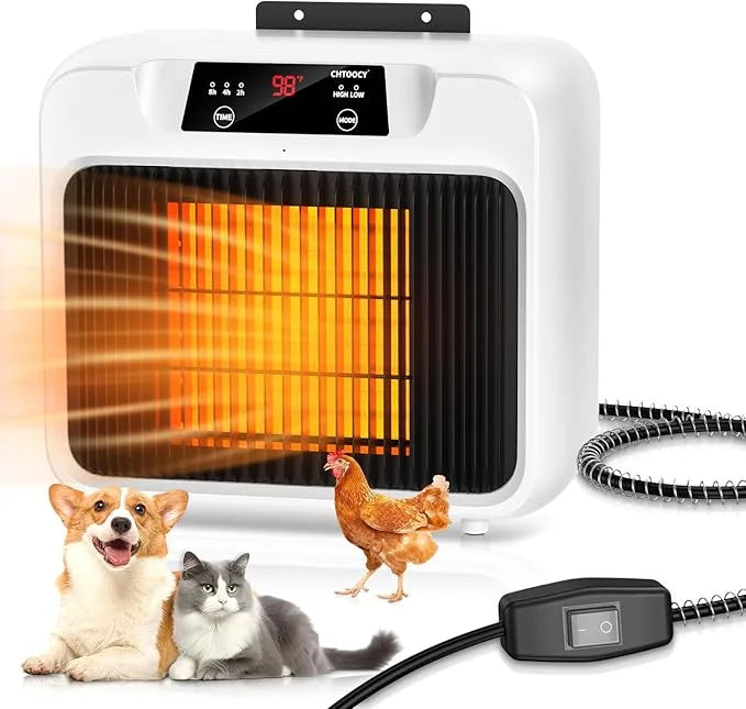 600W Dog House Heater With Time Setting (2 4 8 H), 300/600W 2 Mode Electric Pet Heater for Indoor/Outdoor Use, Livestock K...