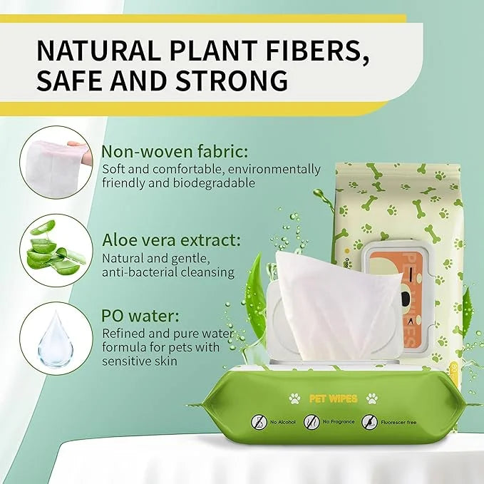 PET Wipes for Dogs & Cats, Cleaning and Hydrating, Unscented, for Paws, Body and Butt - Hypoallergenic & Vet Recommended, ...