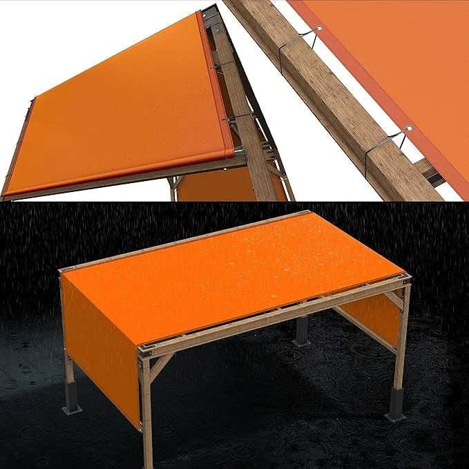 ColourTree 6' x 15' Orange Custom Size Waterproof Shade Cloth with Grommets - 90% Sunblock, Durable Mesh Fabric Tarp for D...