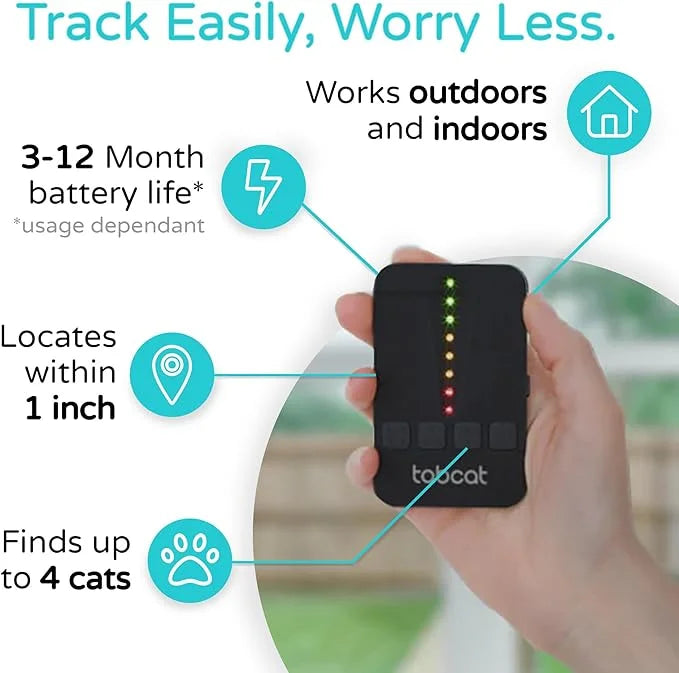 Tabcat V2 Cat & Kitten Tracker - More Accurate Than GPS - No Monthly Fee or Subscription - Includes 4 Homing Tags - Up to ...
