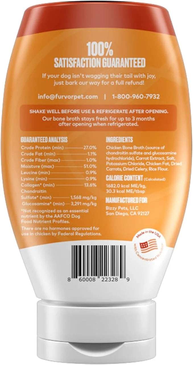 Chicken Bone Broth for Dogs - Collagen Protein Supplement for Digestion, Mobility, Coat, Immunity, Healthy Dog Food Topper...