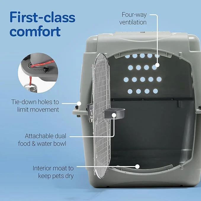 Petmate Sky Kennel - For Air and Travel, Airline Approved Dog Crate for Pets up 70-90 lbs, Heavy Duty Dog Kennel, Made in ...
