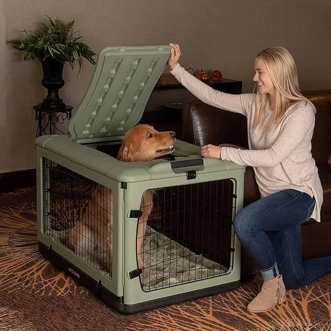 Pet Gear “The Other Door” 4 Door Steel Crate for Dogs/Cats with Garage-Style Door, Includes Plush Bed + Travel Bag, No Too...