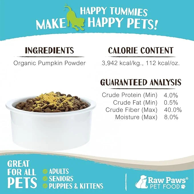 Raw Paws Boost Pet Food Topper Organic Pumpkin Powder, 3-oz - Made in USA - Grain-Free Dog Toppers for Dry Food - Anti Sco...
