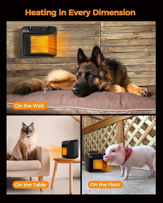 HETOO Dog House Heater with Thermostat, Wall-Mounted 600W/300W Dog Heater, 6.5Ft Anti Chew Cord, Overheat Protection, Safe...