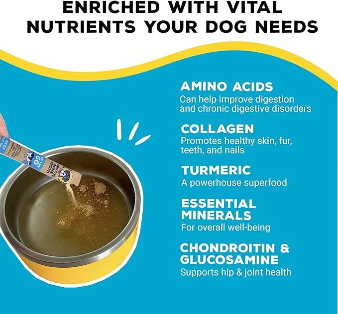 Brutus Bone Broth for Dogs - Bone Broth Powder with Chondroitin Glucosamine & Turmeric - Human Grade Dog Food Toppers for ...