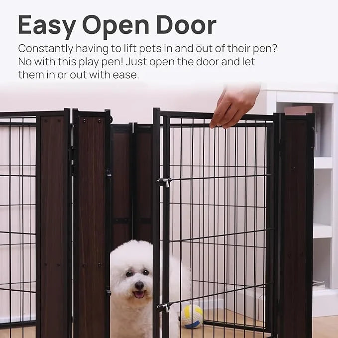 Heavy Duty Dog Playpen - 32 Inch Height - Indoor/Outdoor Pet Fence - Foldable Exercise Pen for Medium & Small Dogs - Black...