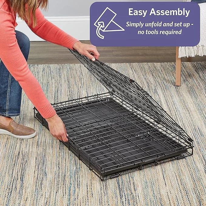 Midwest Homes for Pets Newly Enhanced Single & Double Door iCrate Dog Crate, Includes Leak-Proof Pan, Floor Protecting Fee...