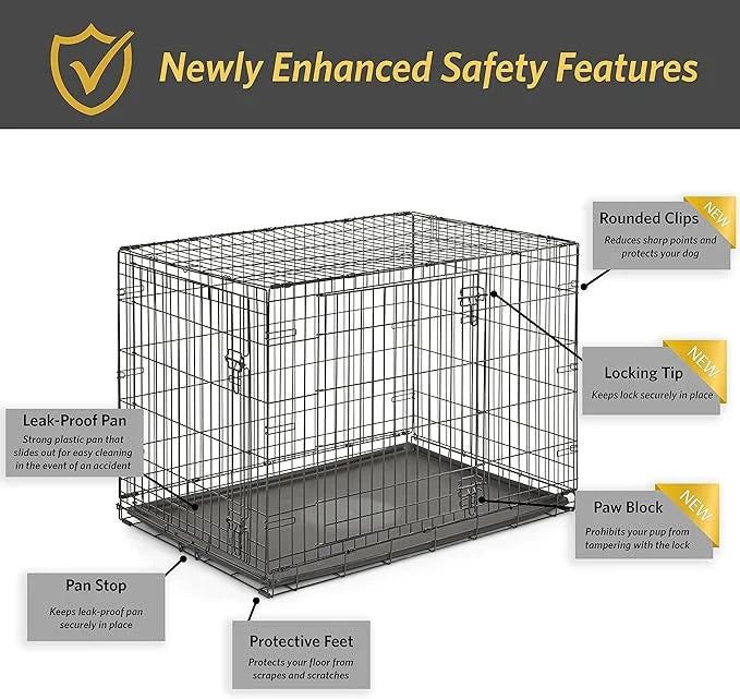 New World Newly Enhanced Double Door New World Dog Crate, Includes Leak-Proof Pan, Floor Protecting Feet, & New Patented F...