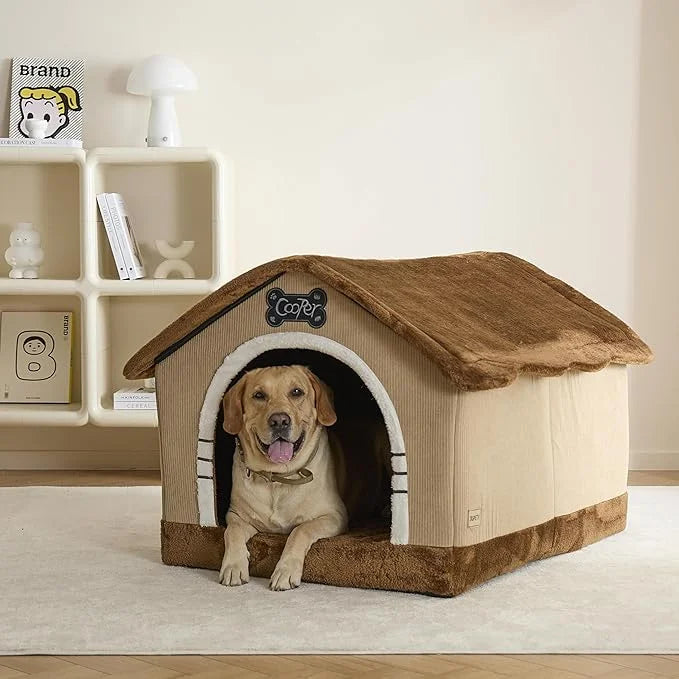 Jiupety Cozy Dog House, Large Dog Bed, Enough Interior Space with Name Plate, 3 XL Size Suitable for Big Pet, Brown - Prod...