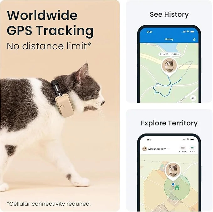 Tractive GPS Cat Tracker (6.5 lbs+), Real-time Pet Location Tracker, Health & Wellness Alerts, Battery Life Up to 7 Days, ...