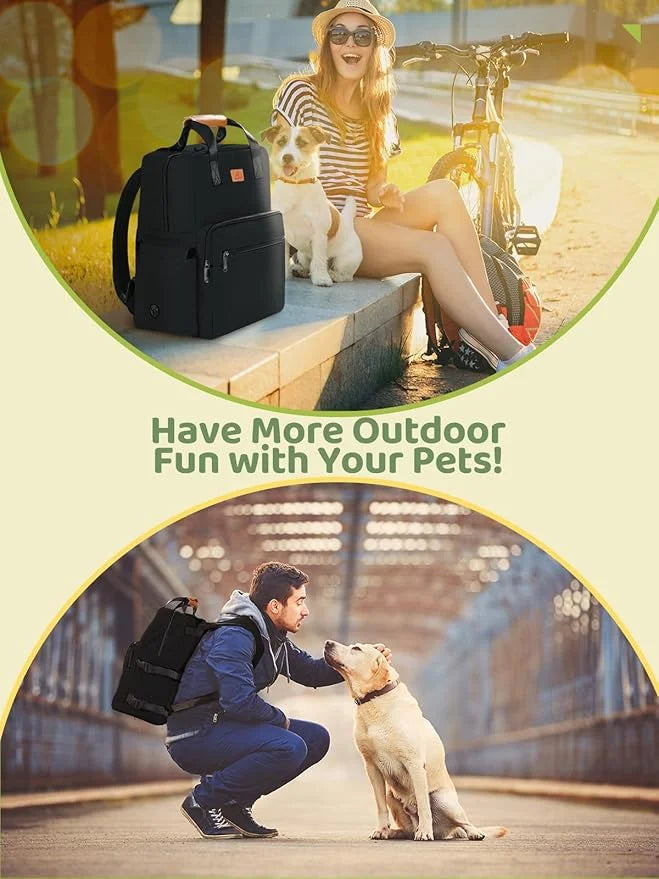 Dog Travel Bag, Airline Approved Organizer Backpack with Multi-Function Pockets, 25L Accessories Set with 2 Food Storage C...