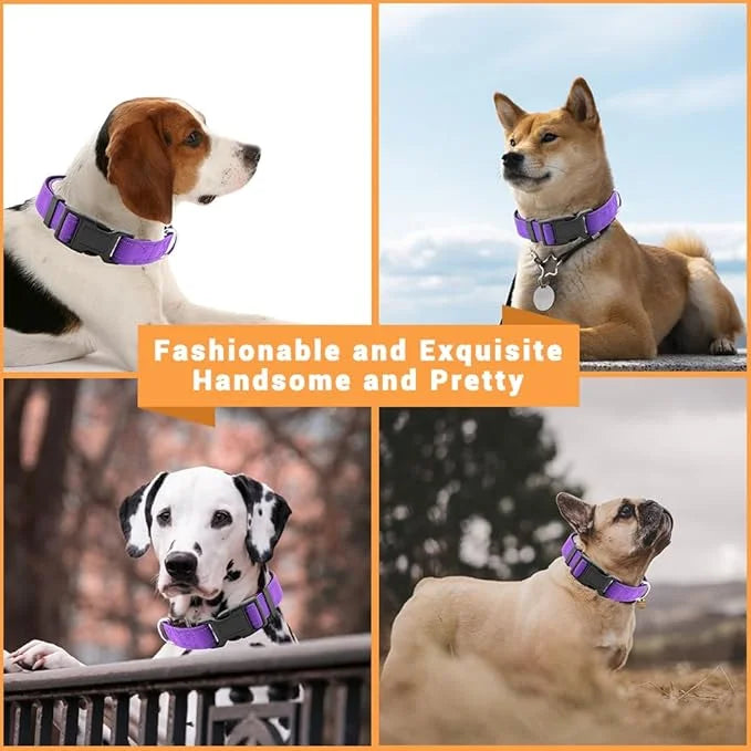 2 Pack Reflective Dog Collar with Safety Locking Buckle, Adjustable Soft Breathable Comfortable Nylon Pet Collar for Small...