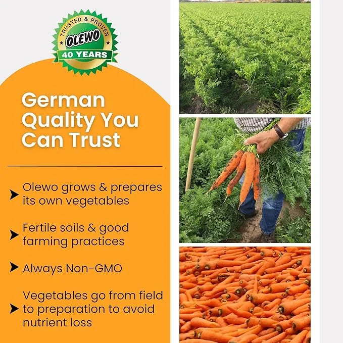 Olewo Original Carrots for Dogs – Fiber for Perfect Poop, Dehydrated Dog Food Toppers for Picky Eaters, Natural Skin & Coa...