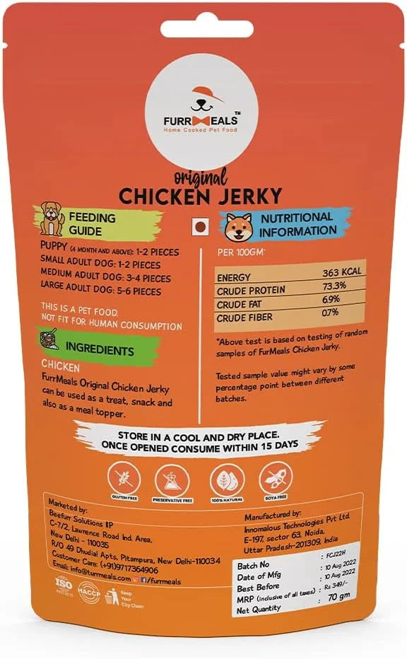 Original Chicken Jerky | High Protein Low Fat | Natural Treat for Dogs & Cats | Zero Preservative Human Grade Dog Treat | ...