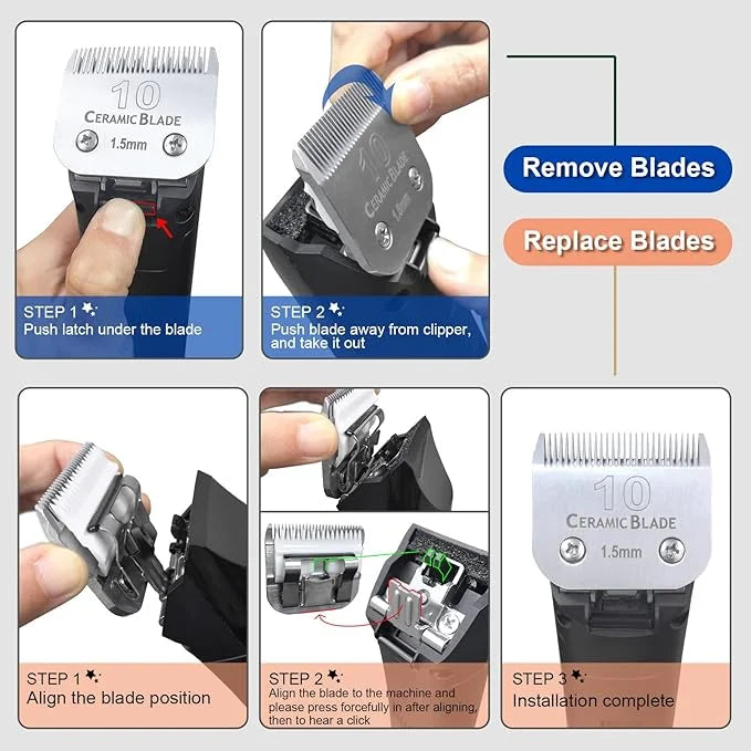 2 Pack Detachable Pet Dog Clipper Blades, Compatible with Andis,Most Oster A5, Wahl KM Series Clippers,Made of Ceramic Bla...