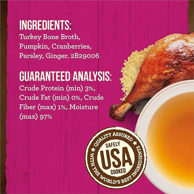 Merrick Grain Free Bone Broth, Premium Human Grade And Gluten Free Dog And Cat Food Topper Pouches, Turkey - 16 oz. Pouch ...