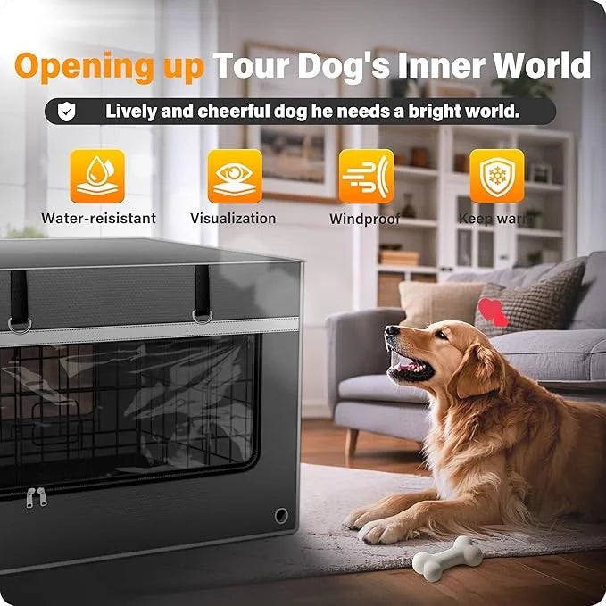 24In Tear-Resistant & Breathable Dog Crate Cover, 1680D Heavy-Duty Windproof Fabric. Efficient Moisture Removal and Ventil...